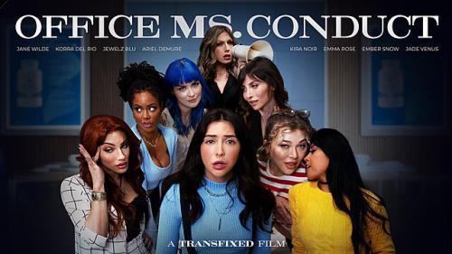 Kira Noir, Jane Wilde, Jewelz Blu, Korra Del Rio, Ember Snow, Emma Rose, Ariel Demure - Office Ms. Conduct (17.11.2022/Transfixed.com, AdultTime.com/Transsexual/FullHD/1080p) 
